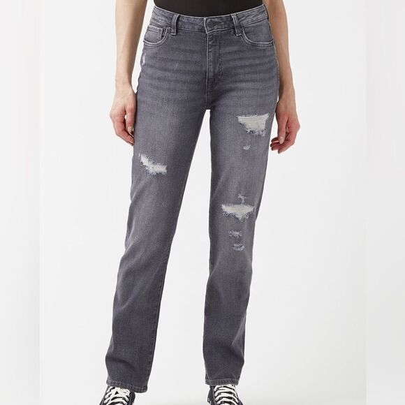 Nwt BUFFALO High Rise Straight Jayden Grey Jeans sz 27x32 - Picture 1 of 9